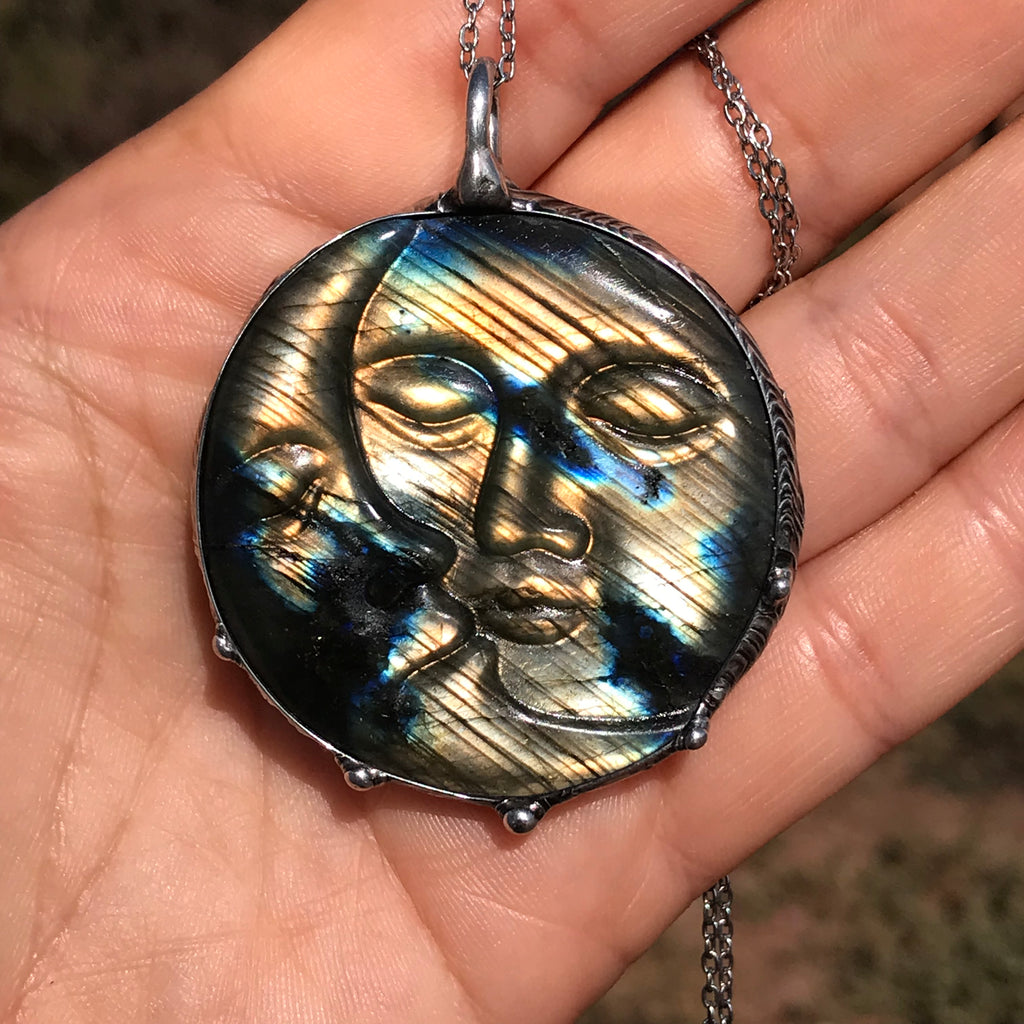 Labradorite Sun & Moon Crystal pendant