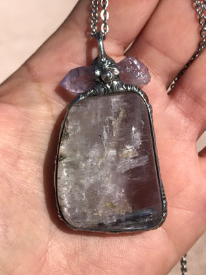 Reserved for Nina Quality grade Kunzite and purple aura statement piece