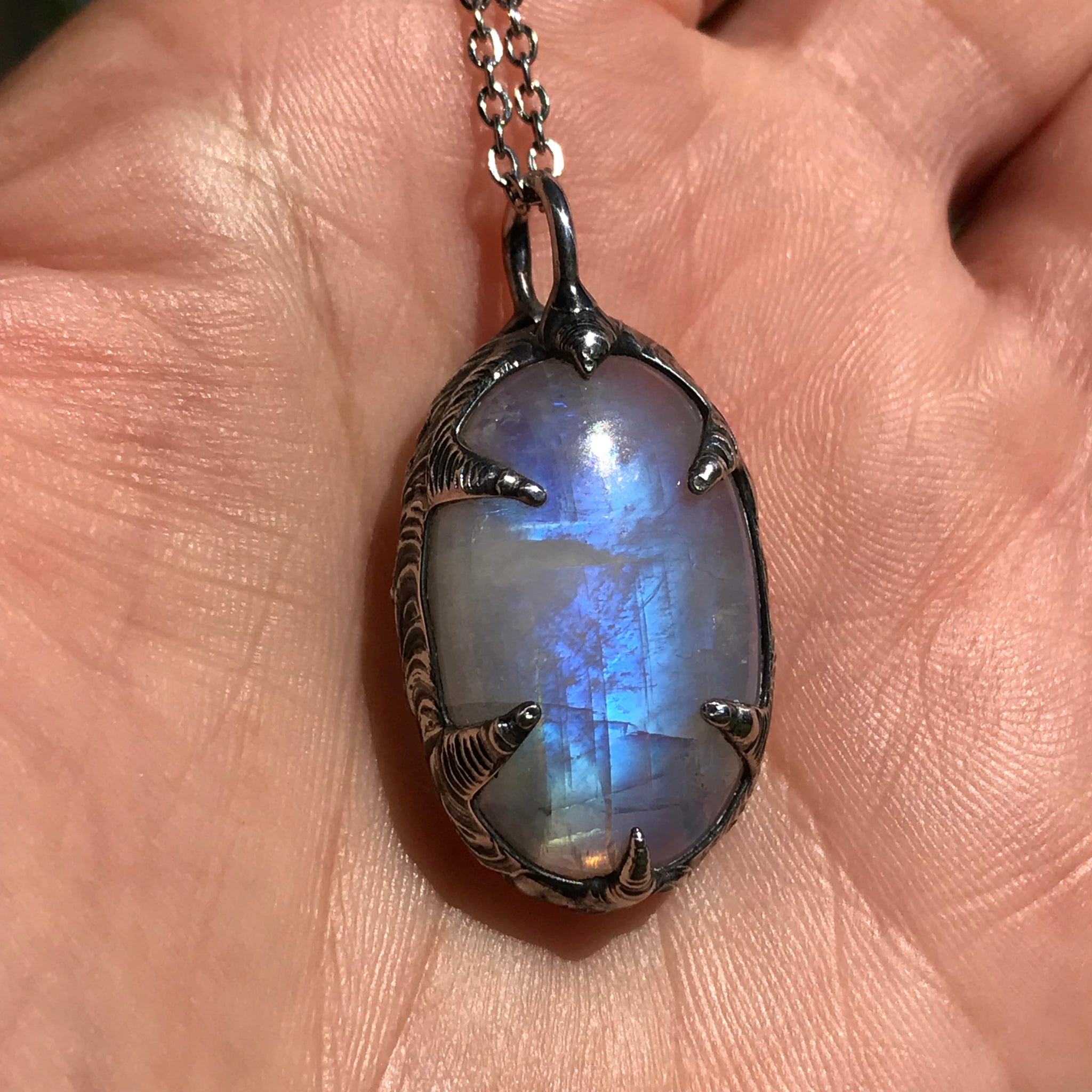 Rainbow Moonstone statement pendant