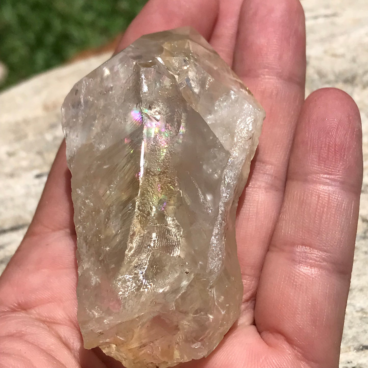 Natural Citrine point with Rainbows