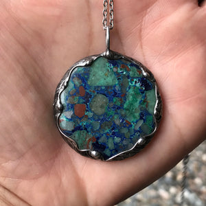 Chrysocolla and Azurite pendant