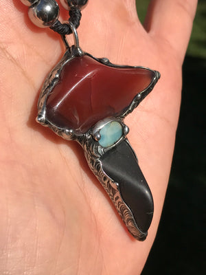 Shungite, red Agate and Larimar Protector