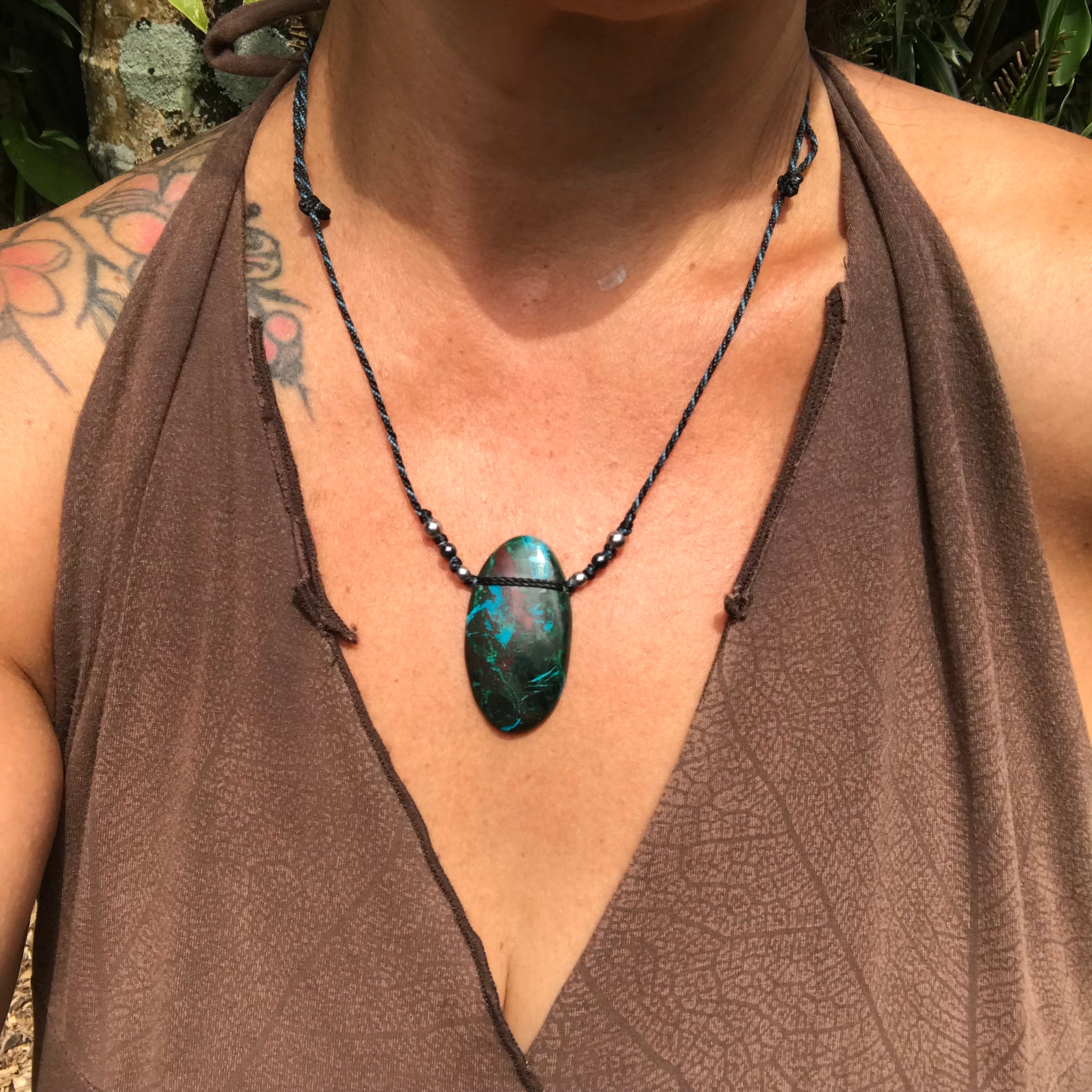 Chrysocolla and Azurite pendant