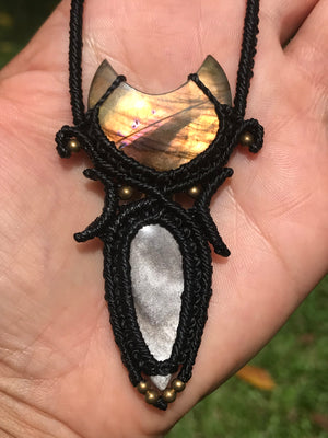 Magical Labradorite and Silversheen protection Amulet