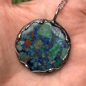 Chrysocolla and Azurite pendant