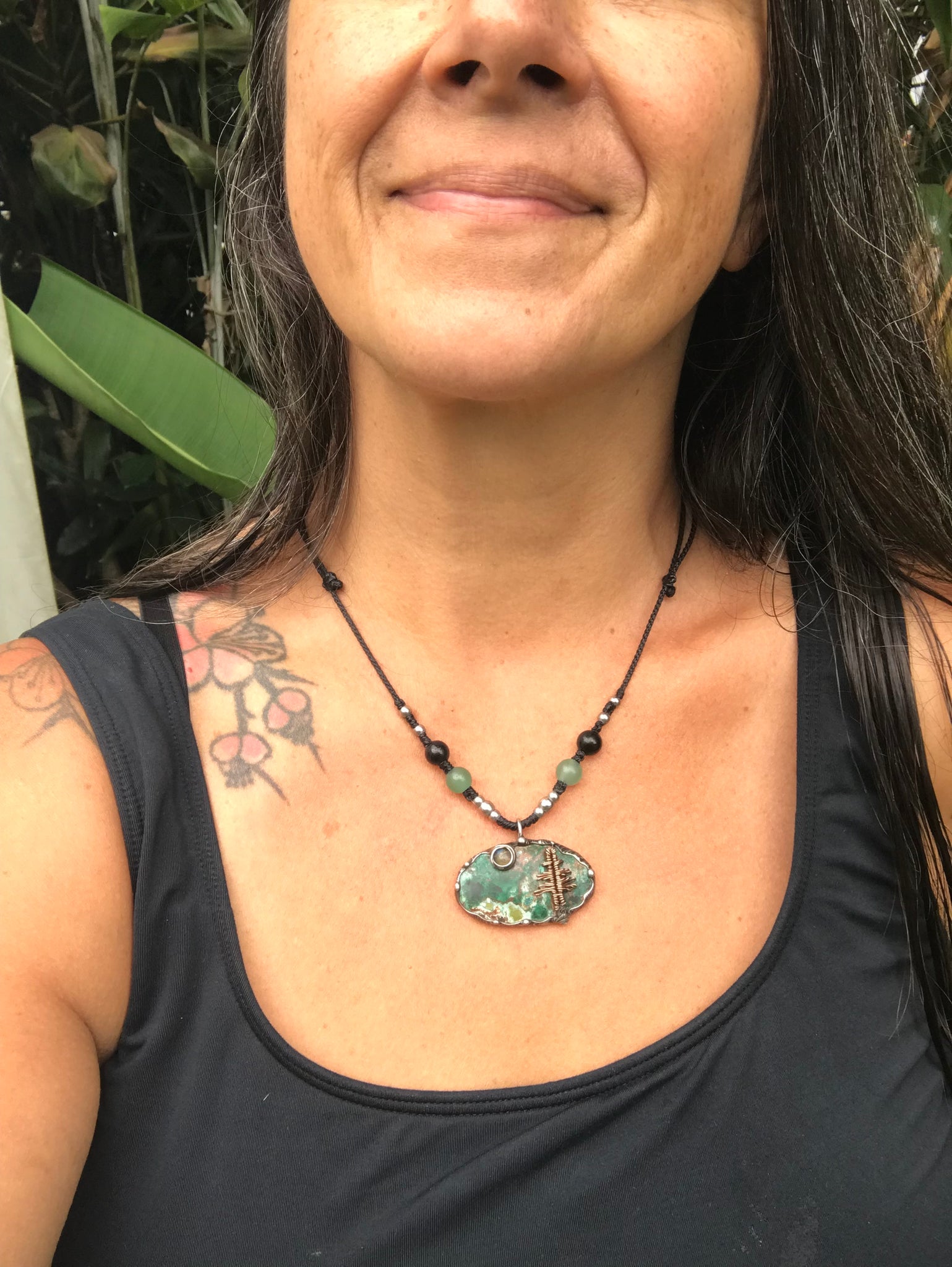 Bespoke magical tree on Chrysocolla/Malachite adorned with a  Labradorite moon❤️
