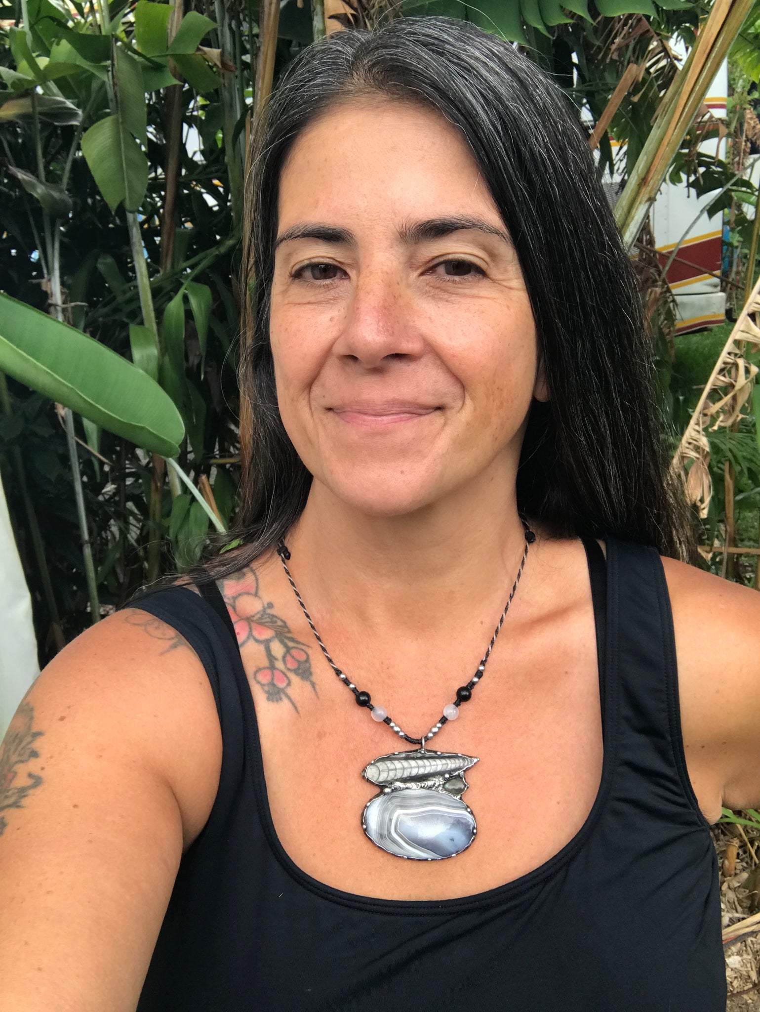 Statement Agate, Orthaceras and Labradorite pendant