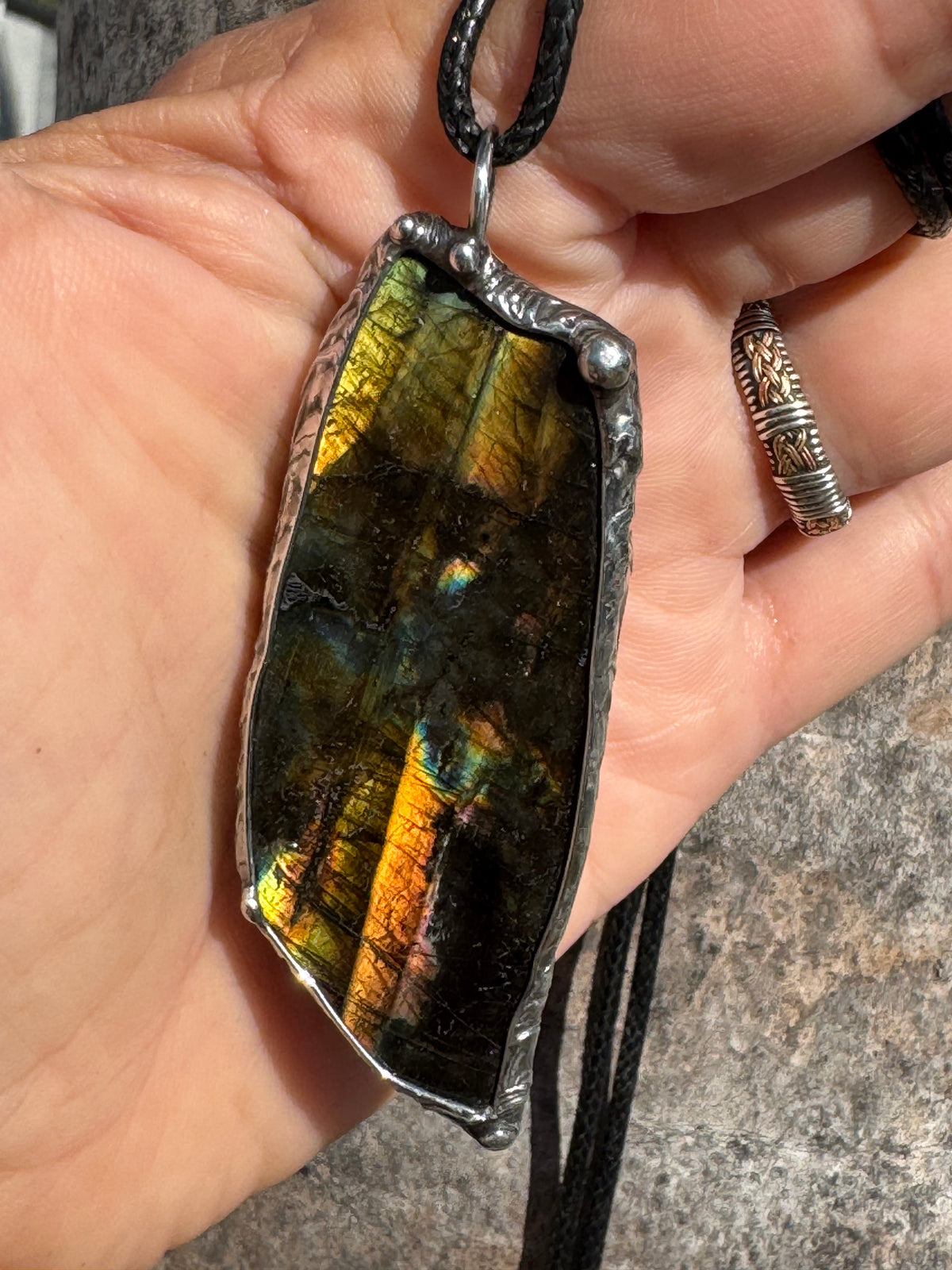 THE PORTAL KEEPER - Rare Golden Flash Labradorite Talisman