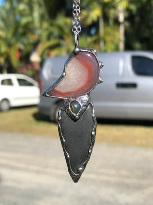 Shungite, red Agate and black fire opal Protector