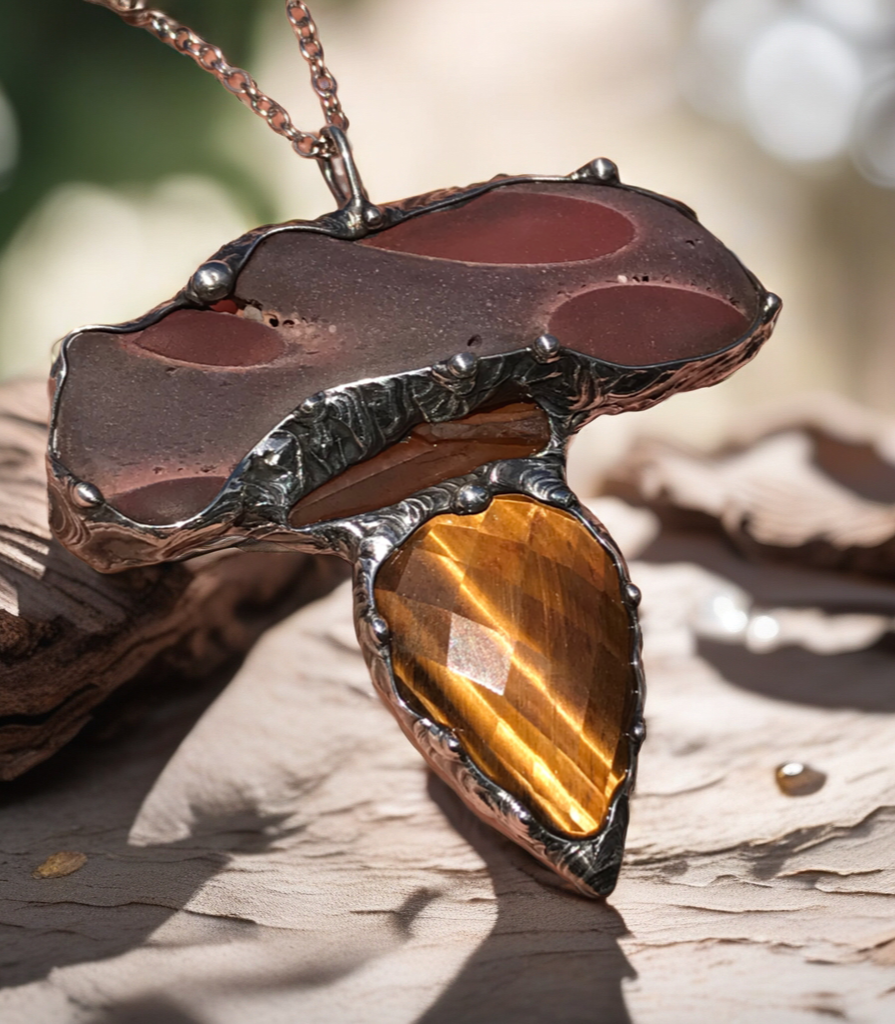 Statement Zebrastone triple crystal Pendant