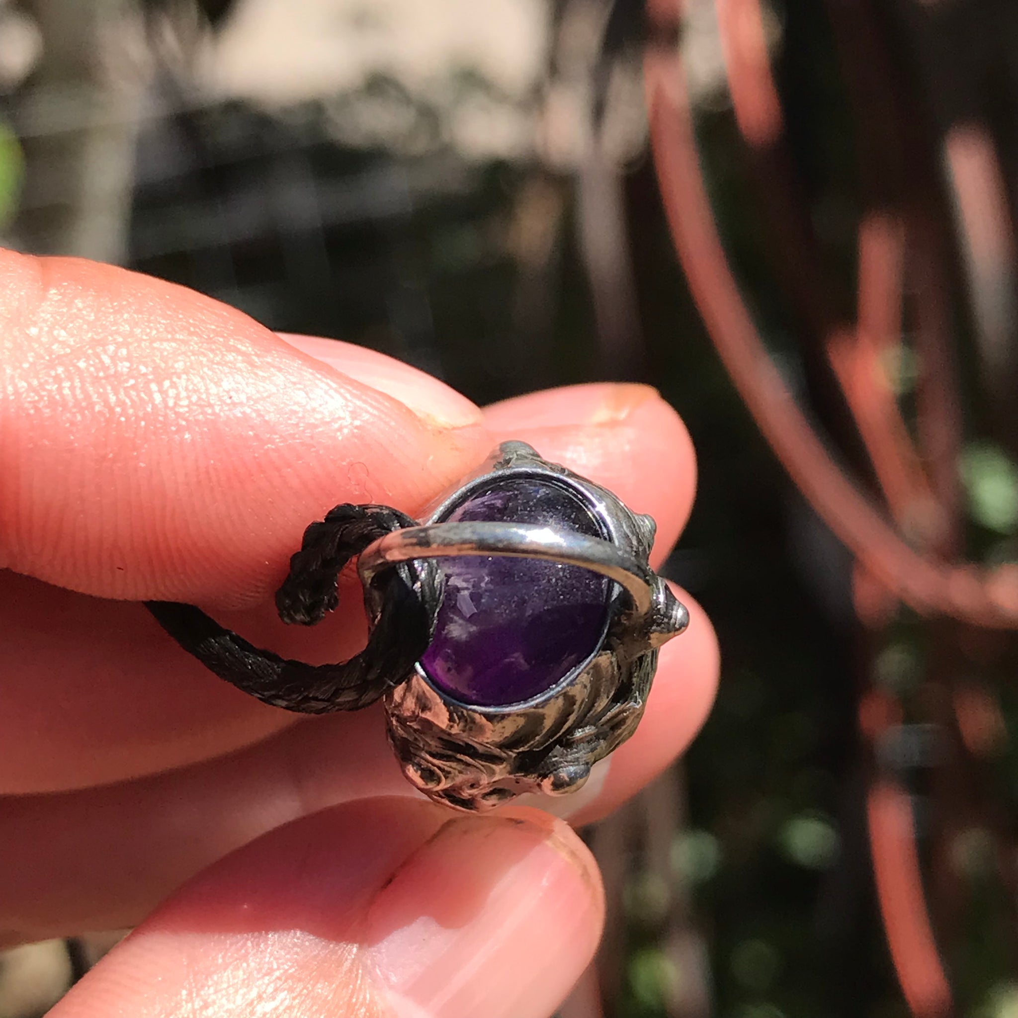 Lemurian seed crystal adorned with Amethyst