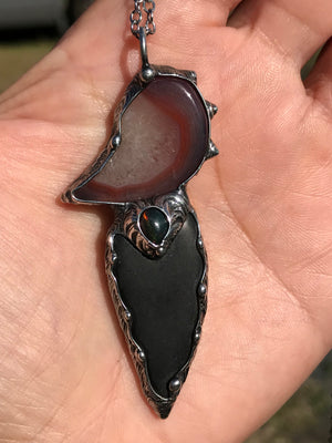Shungite, red Agate and black fire opal Protector