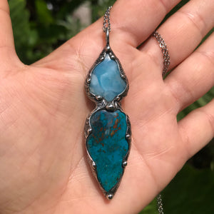 Chrysocolla and Larimar pendant