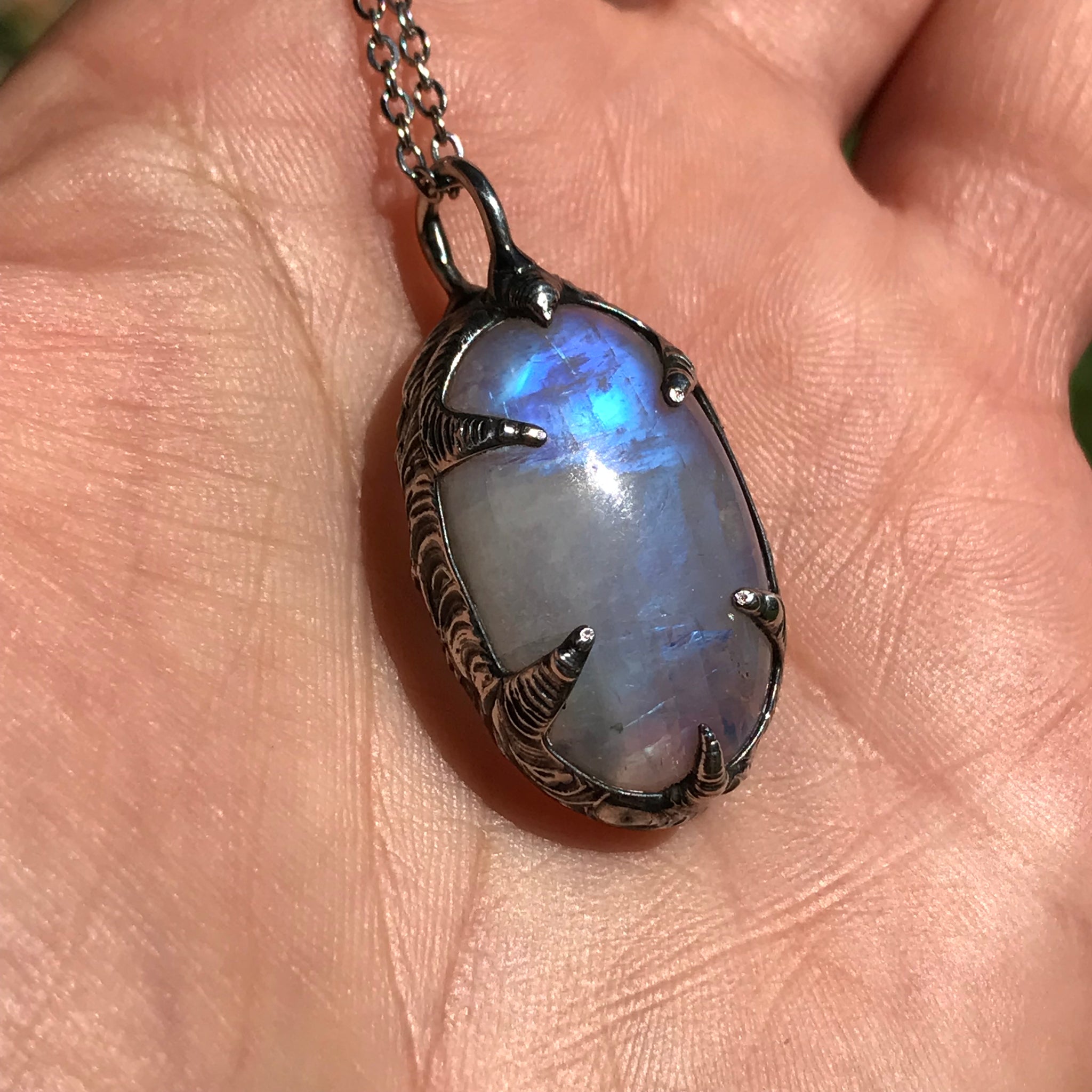 Rainbow Moonstone statement pendant