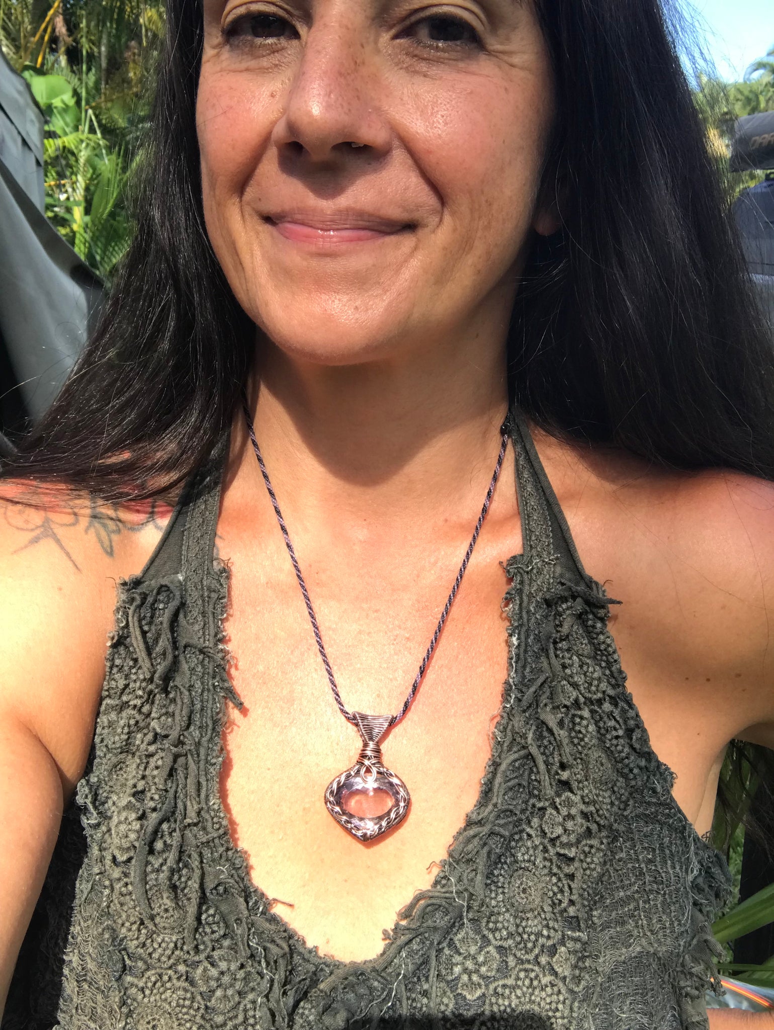 Faceted pink Amethyst in copper