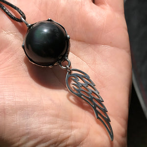 Rainbow Obsidian dream Sphere with sterling silver wing