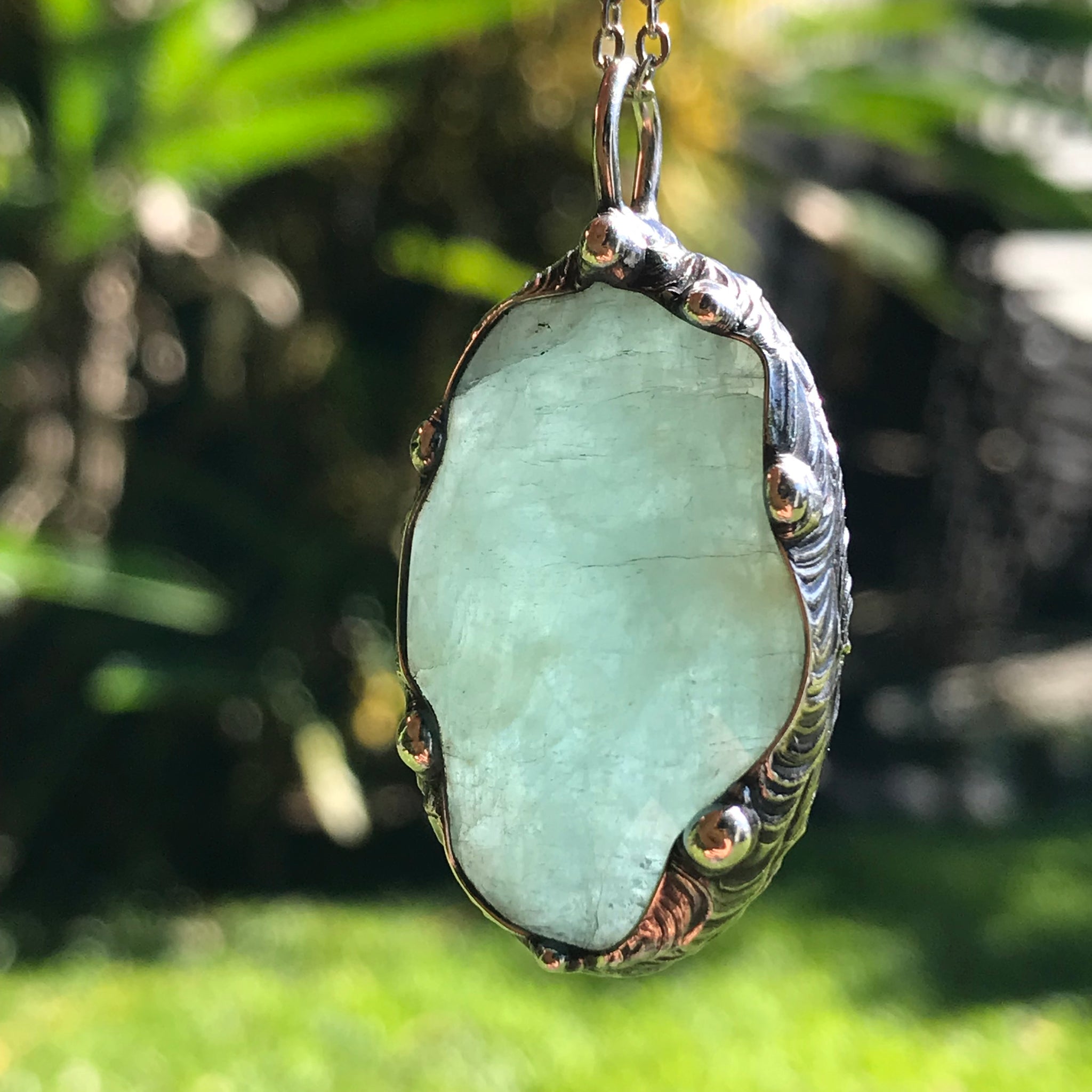 Faceted Aquamarine oval pendant