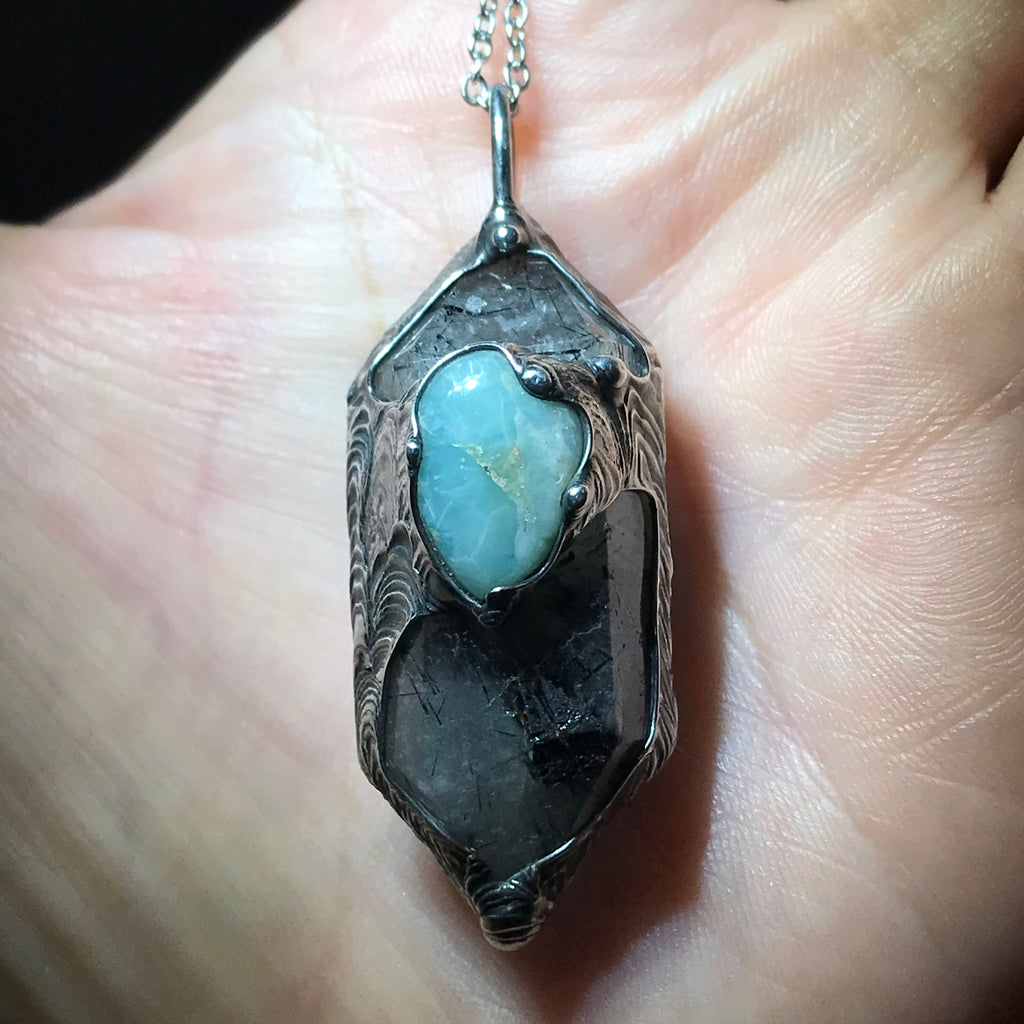 Tourmalinated Quartz and Larimar