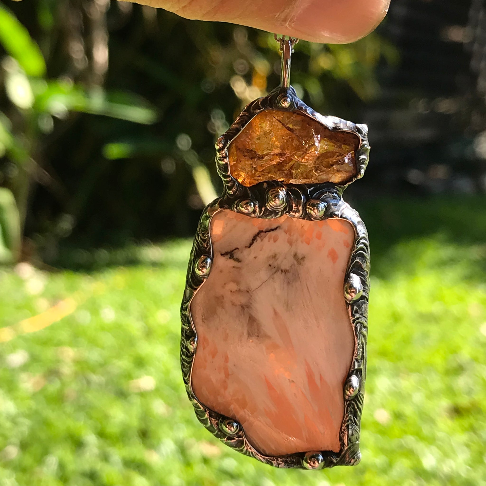 Scolecite and Australian Zircon pendant