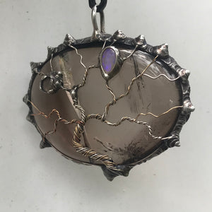 Tree of Life on Smoky Quartz with Ethiopian Opal and labradorite