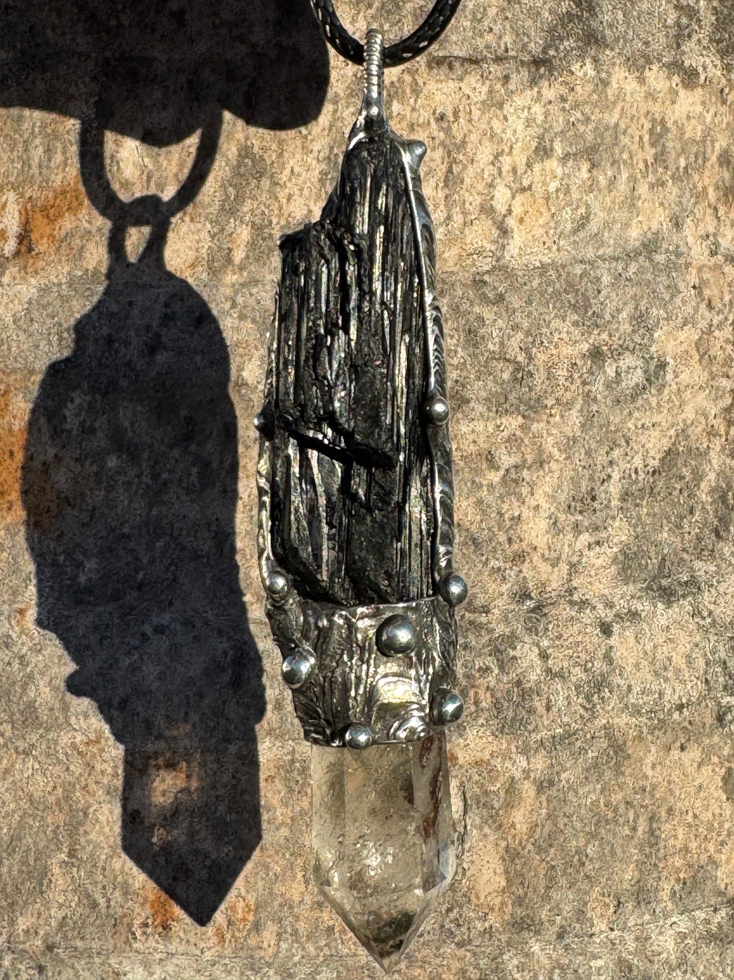 Black Tourmaline and Lodalite guardian scepter