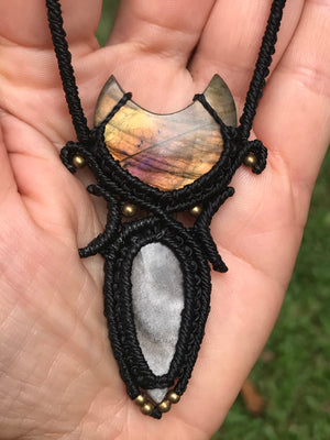 Magical Labradorite and Silversheen protection Amulet