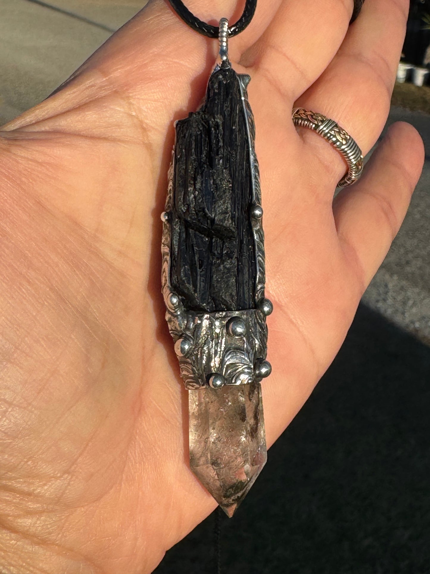 Black Tourmaline and Lodalite guardian scepter