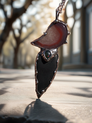 Shungite, red Agate and black fire opal Protector