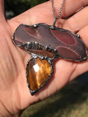 Statement Zebrastone triple crystal Pendant
