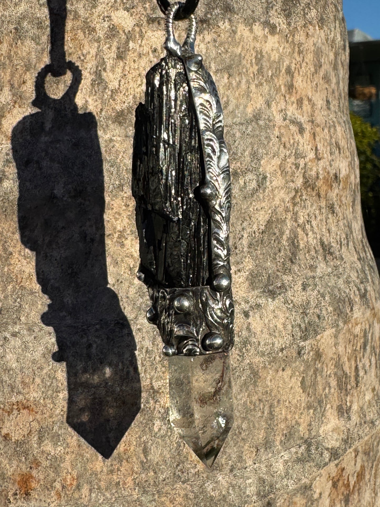 Black Tourmaline and Lodalite guardian scepter