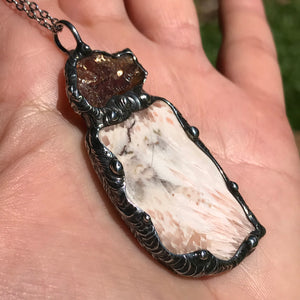 Scolecite and Australian Zircon pendant