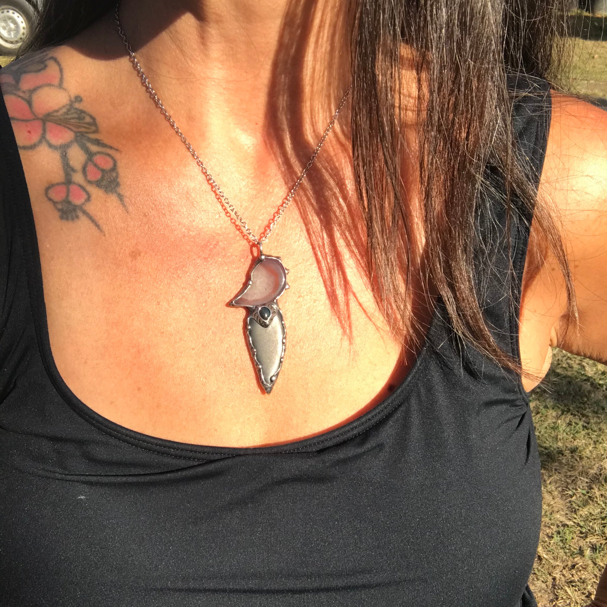 Shungite, red Agate and black fire opal Protector