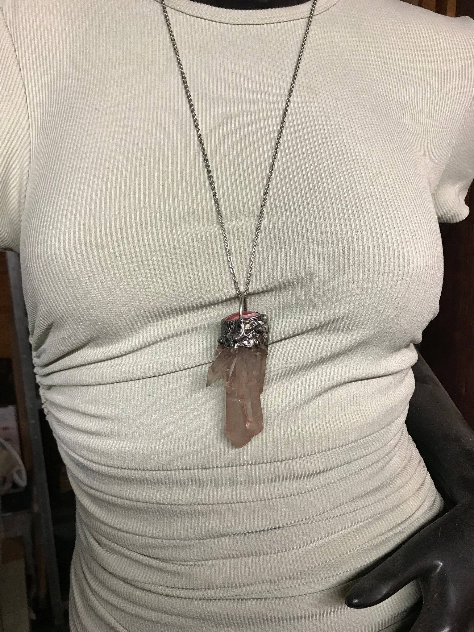 Tangerine Quartz Cluster point with Rhodochrosite