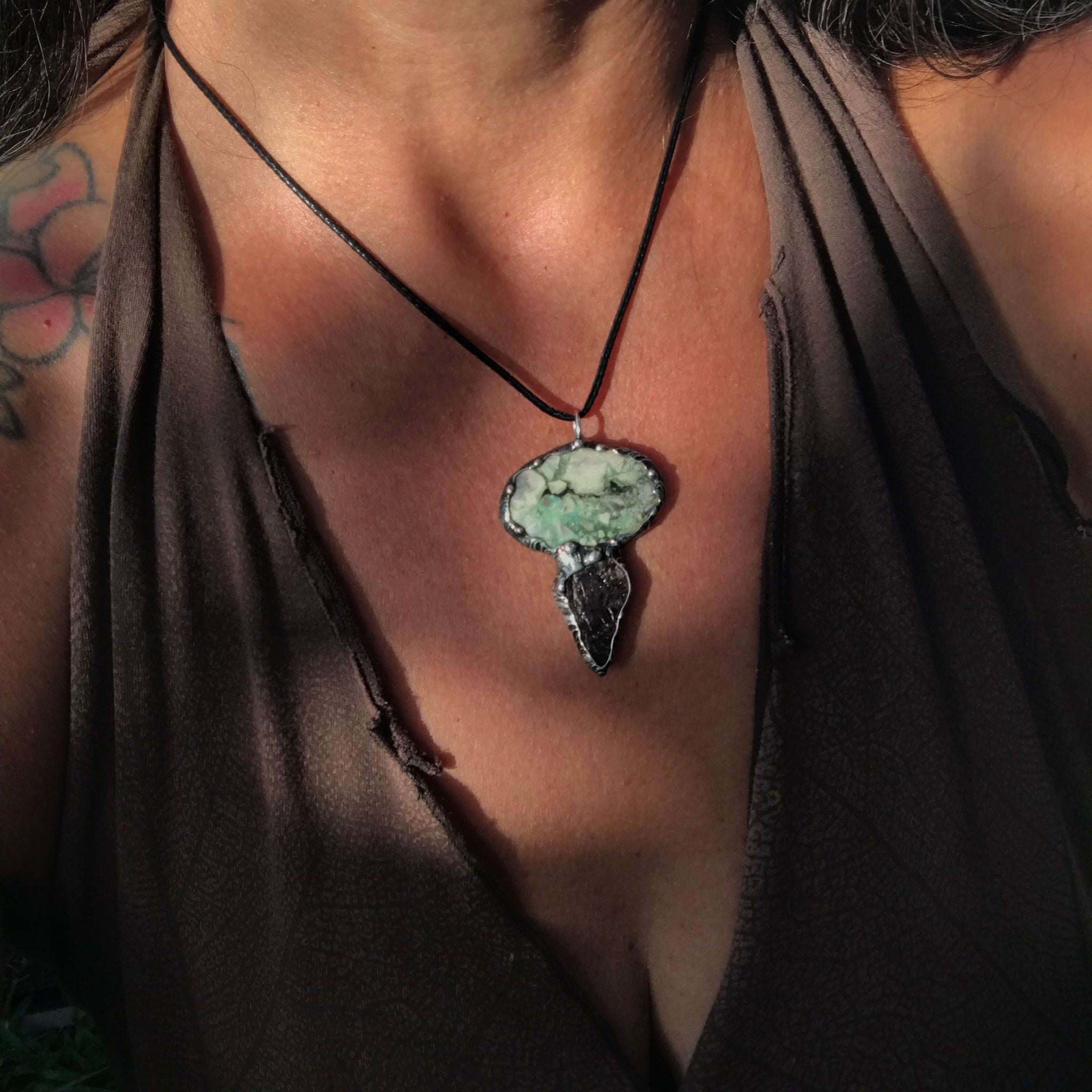 Variscite and Australian Zircon pendant