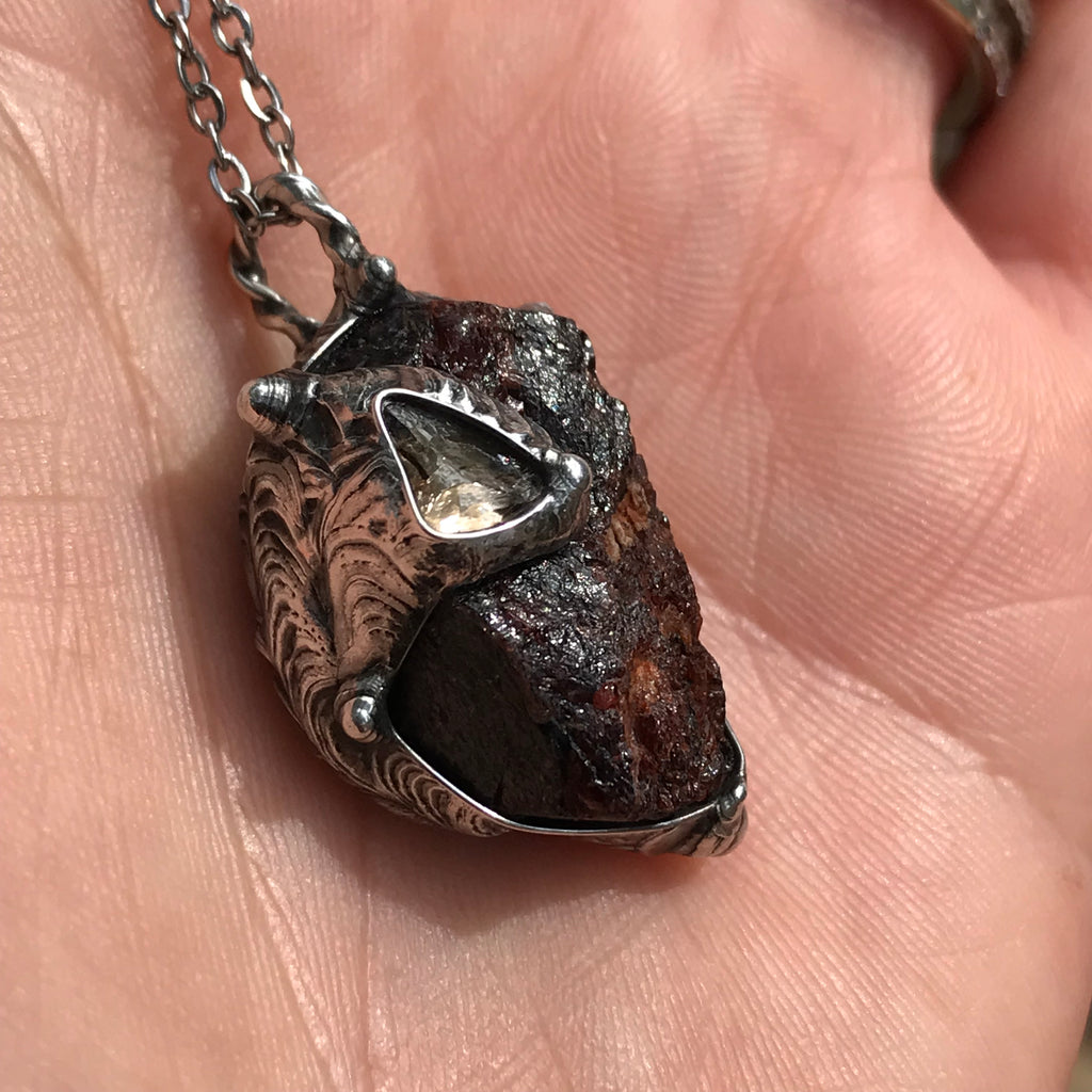 Natural Garnet and Zircon pendant