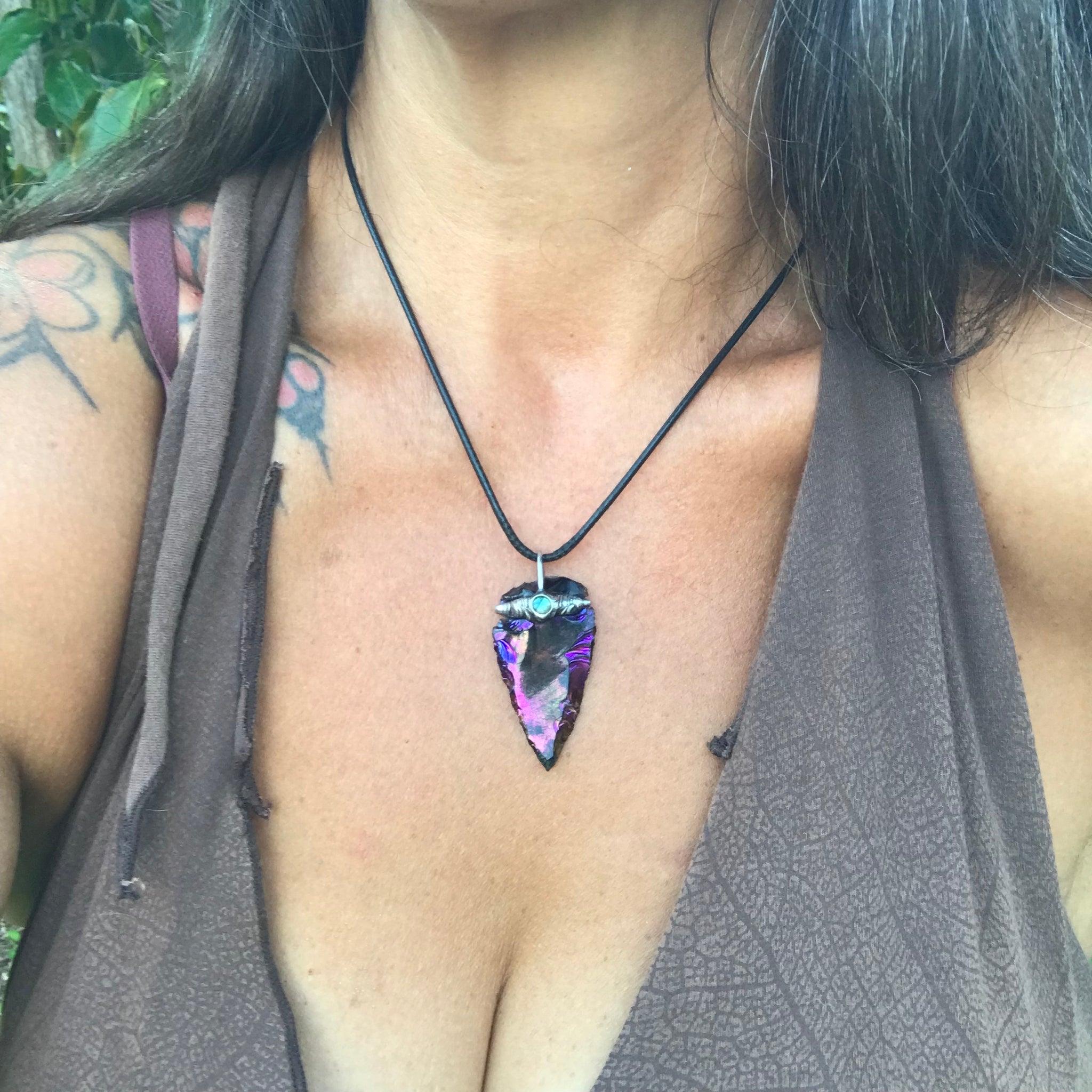 Obsidian Titanium Aura with labradorite