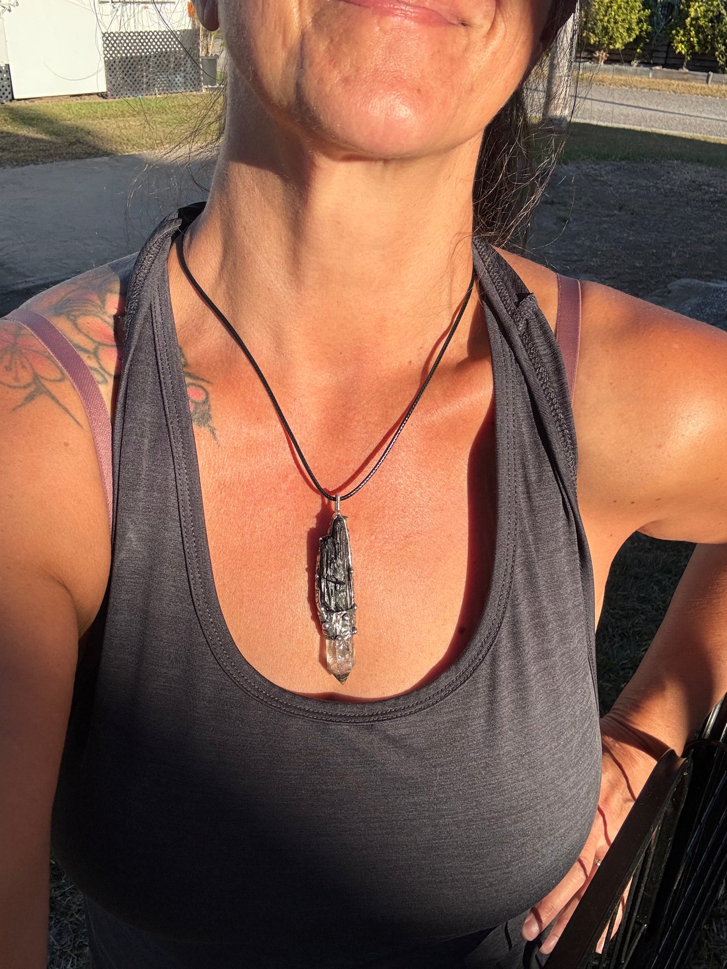 Black Tourmaline and Lodalite guardian scepter