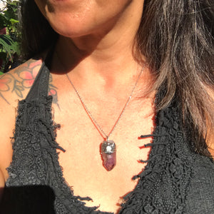 African Shangaan Amethyst and lightning ridge opal point pendant