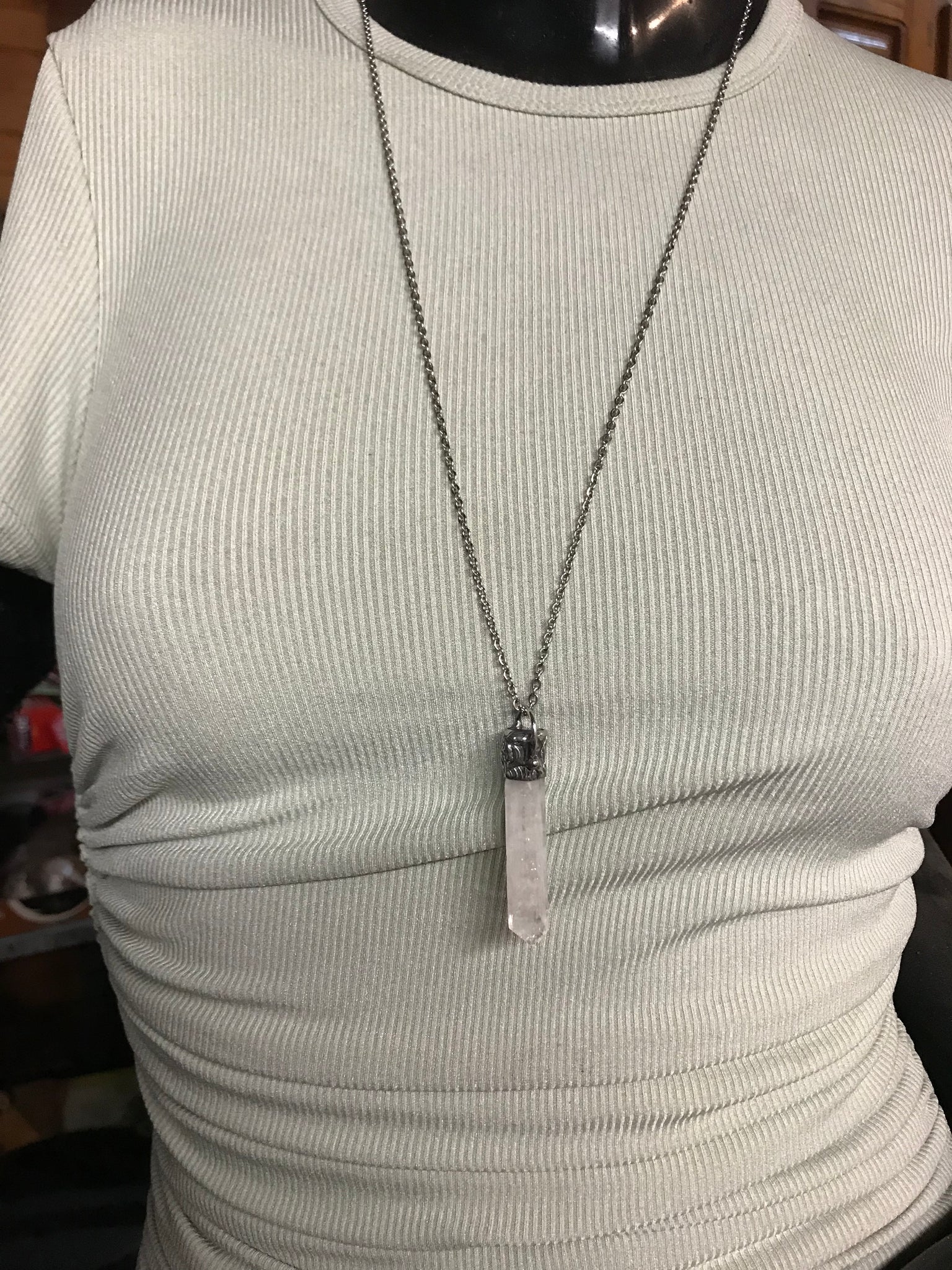 Danburite and Blue flash moonstone point pendant