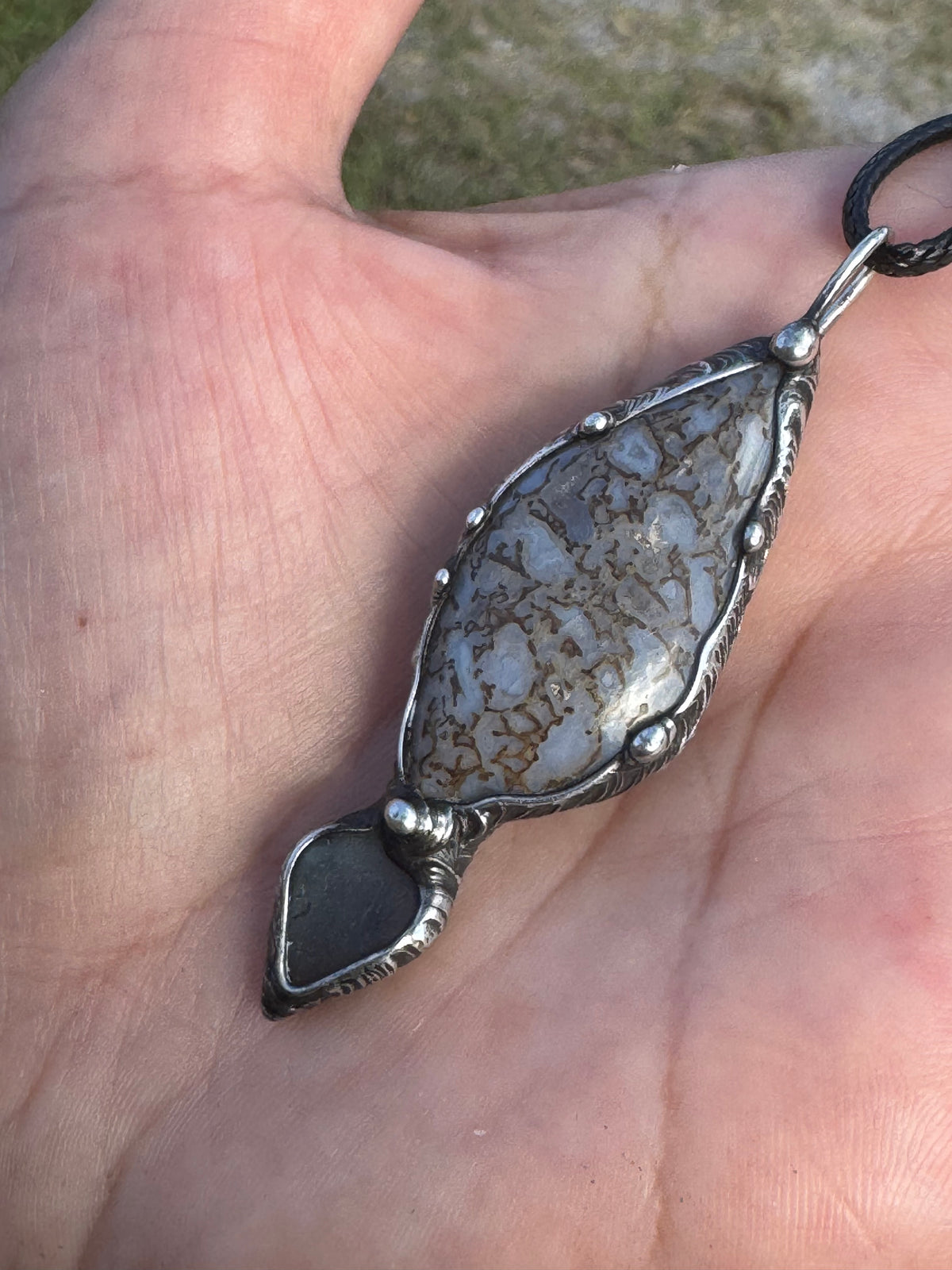 Blue peruvian Opal with sea glass
