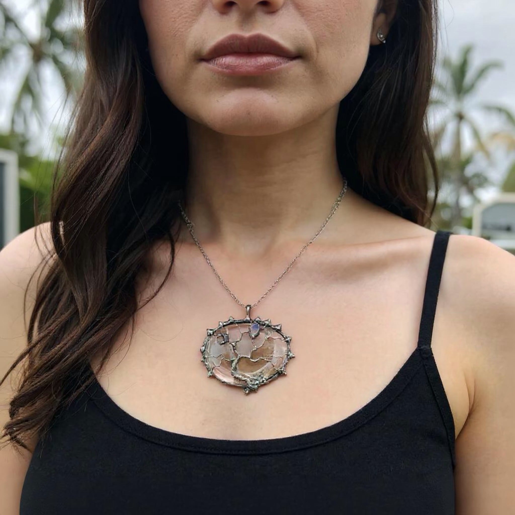 Tree of Life on Smoky Quartz with Ethiopian Opal and labradorite