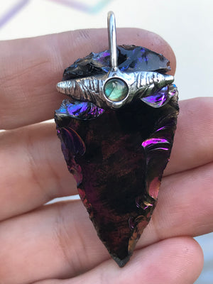 Obsidian Titanium Aura with labradorite