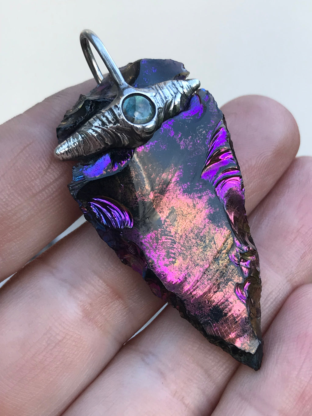 Obsidian Titanium Aura with labradorite