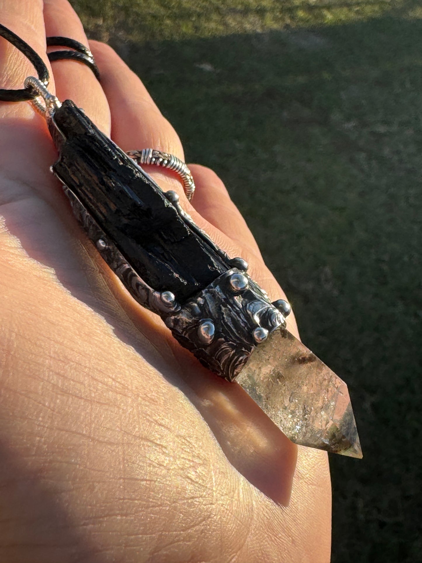 Black Tourmaline and Lodalite guardian scepter