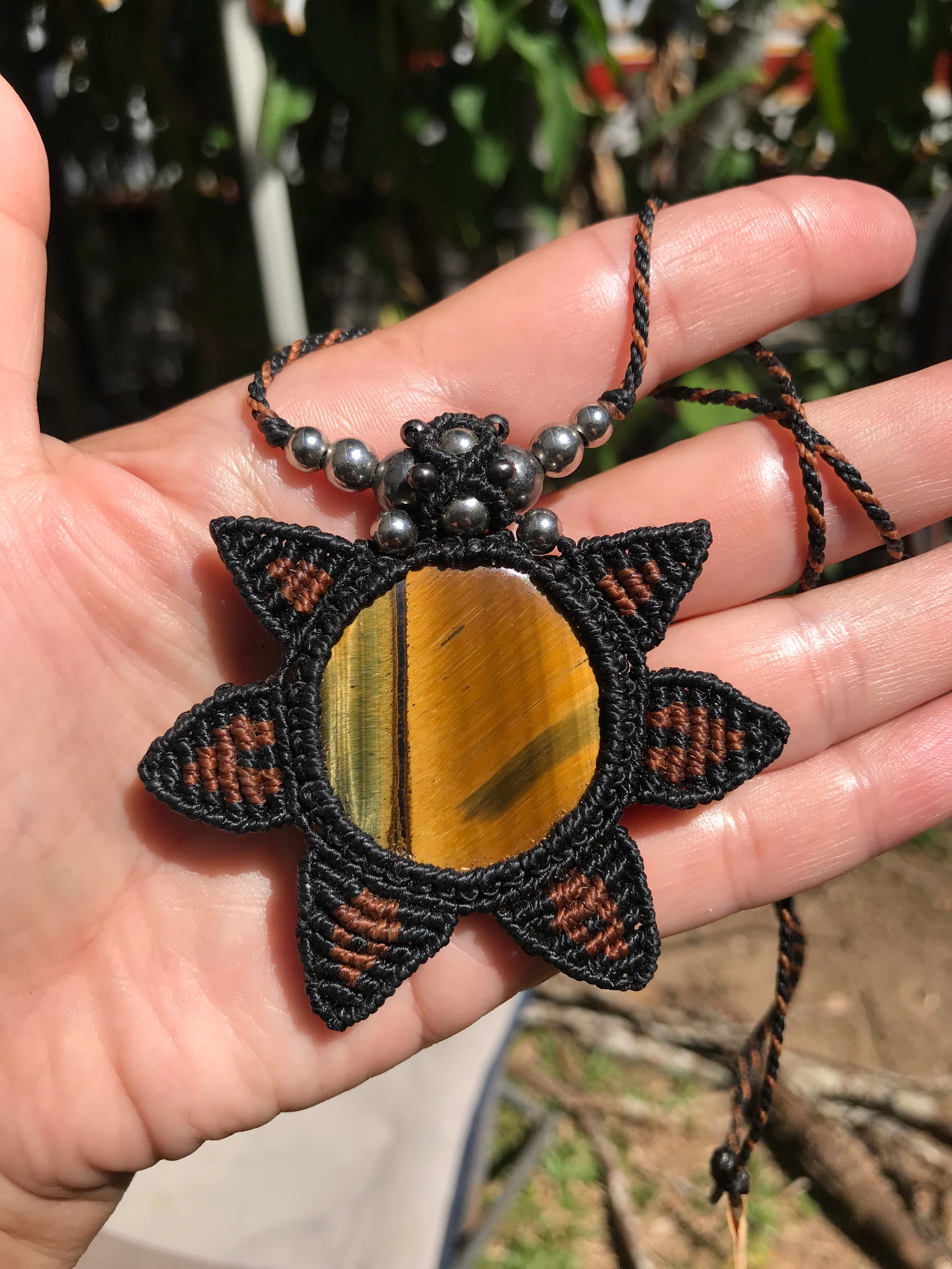 Tigereye macrame  pendant