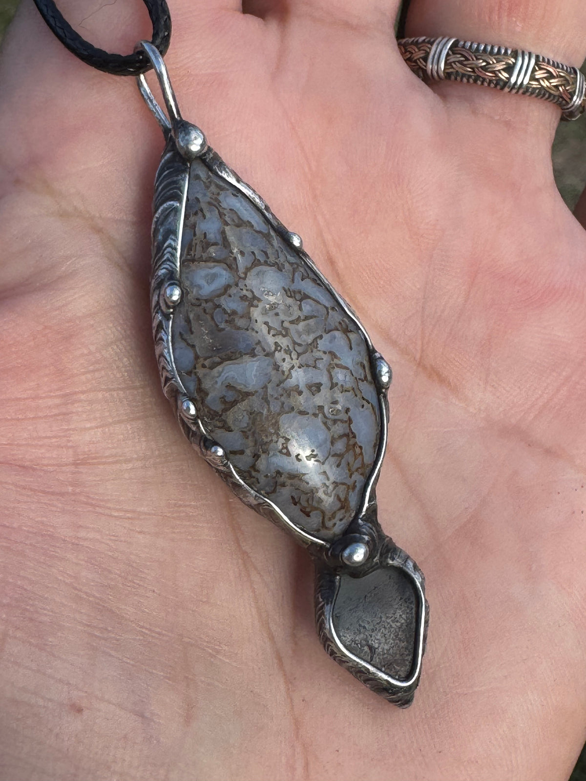 Blue peruvian Opal with sea glass