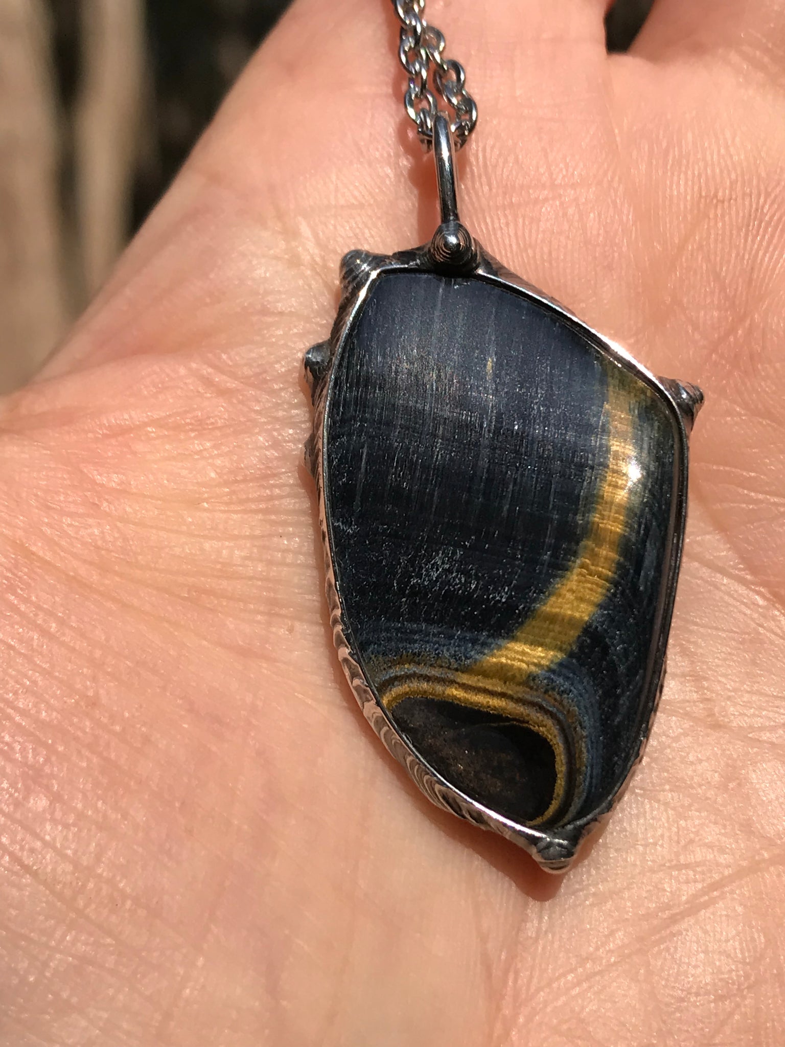 Blue Tiger eye crystal pendant