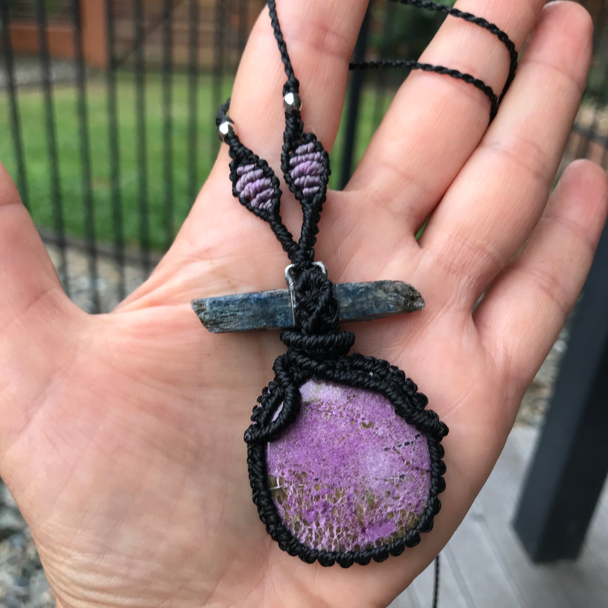 Purple Stichtite and polished Kyanite