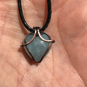 Wire wrapped Aquamarine heart pendant