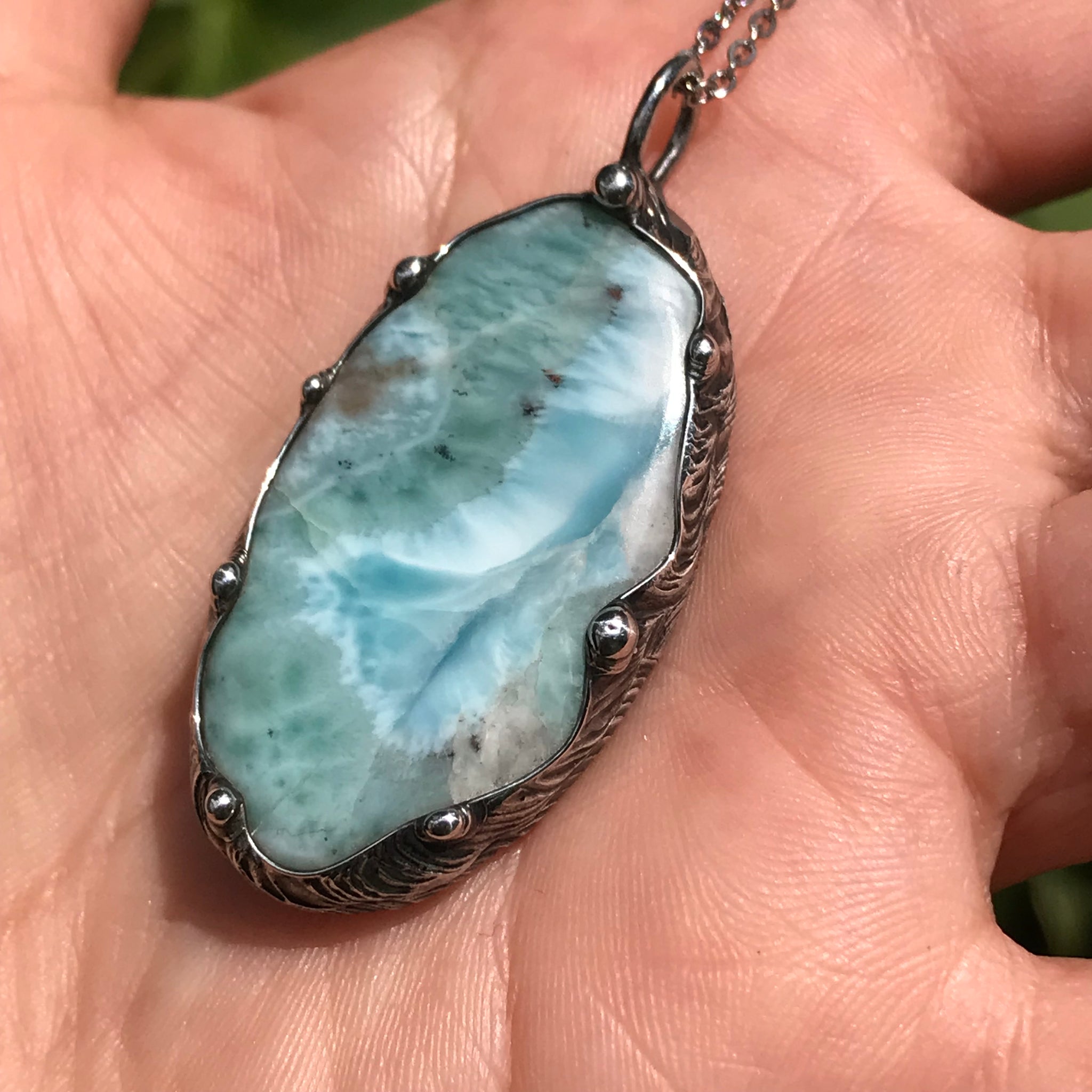 Larimar crystal pendant